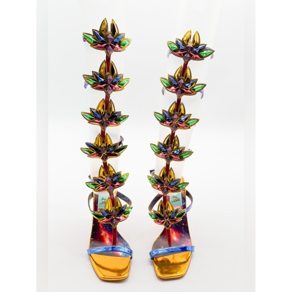 Christian Louboutin Marvel Sea Warrior Gladiator Knee High Sandal Metallic 40.5 - Picture 10 of 14